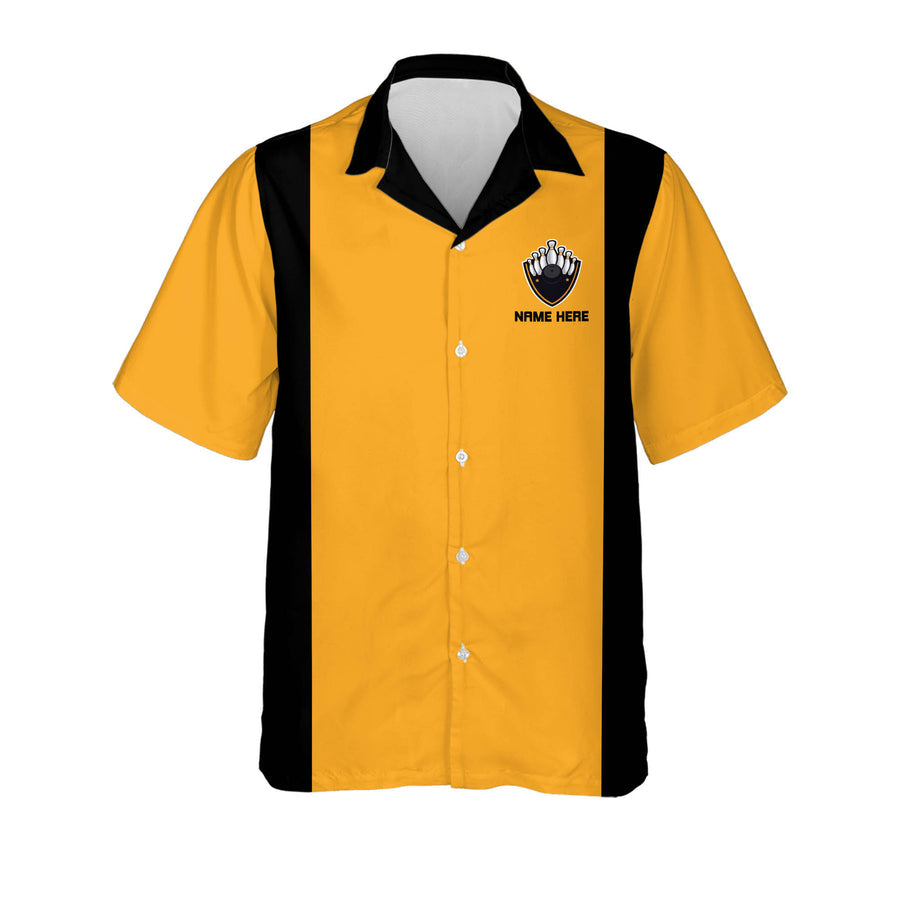 Custom My Mind's in The Gutter But My Balls Aren't Black And Yellow Bowling Hawaiian Shirt For Men