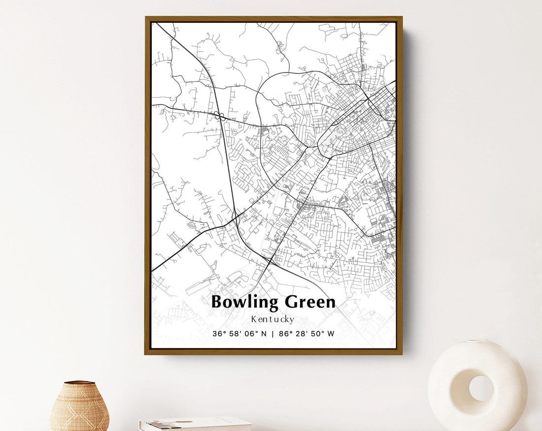 Bowling Green City Map Print, Bowling Green Kentucky Map Poster, USA City Street Map, Map of Bowling Green, Bowling Green Print, House Decor