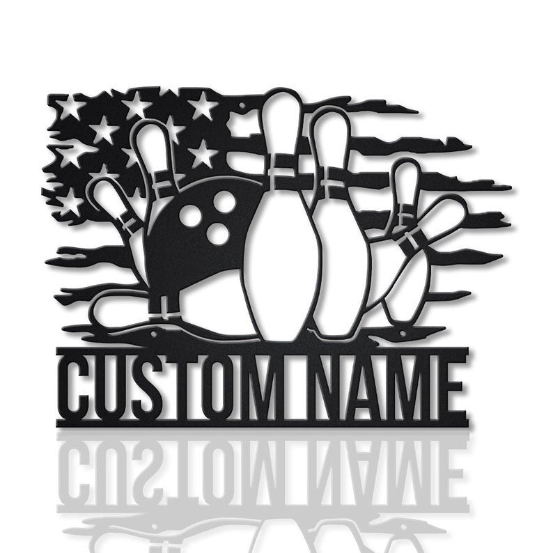 Personalized US Bowling Monogram Metal Sign WITH LED/WITHOUT LED Lights Custom Bowling Metal Sign Sport Gifts Birthday Gift Sport Gift