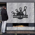 Personalized Bowling Monogram Metal Sign Art v3 Metal Wall Art Decor Decoration Bowling Metal Sign Housewarming Outdoor Metal