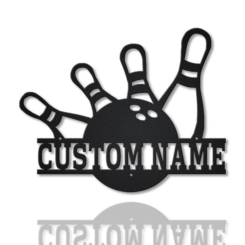 Personalized Bowling Monogram Metal Sign Art v3 Metal Wall Art Decor Decoration Bowling Metal Sign Housewarming Outdoor Metal