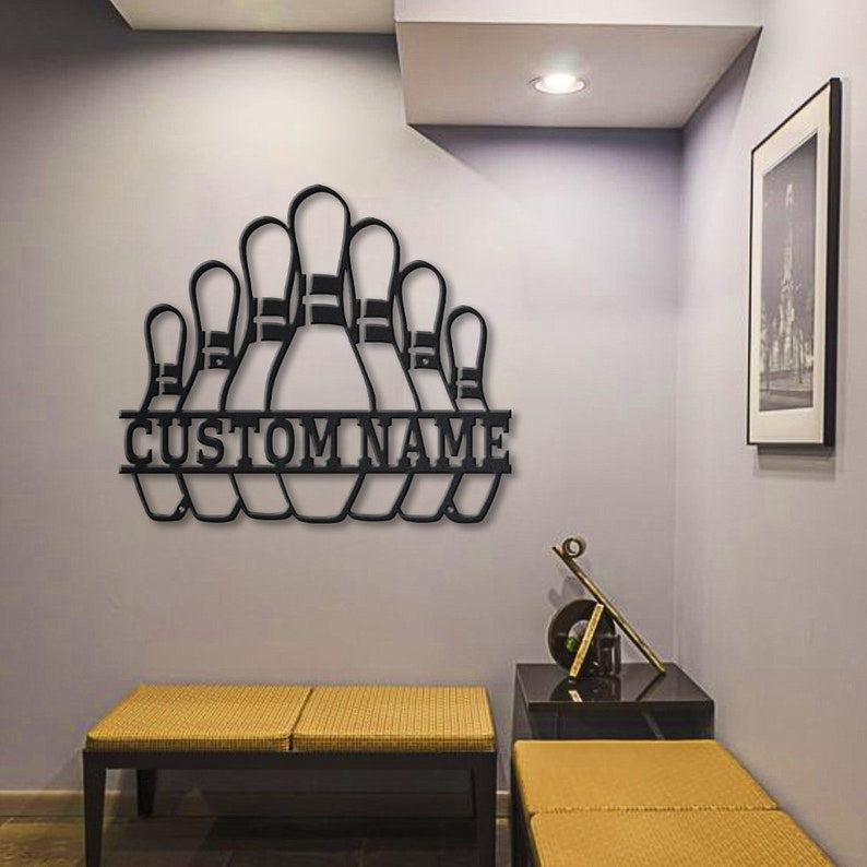 Personalized Bowling Pin Metal Sign WITH LED/WITHOUT LED Lights Custom Bowling Metal Sign Sport Gifts Birthday Gift Bowling Sign