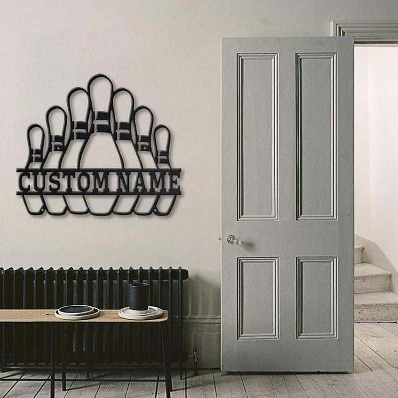 Personalized Bowling Pin Metal Sign WITH LED/WITHOUT LED Lights Custom Bowling Metal Sign Sport Gifts Birthday Gift Bowling Sign