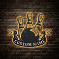 Personalized Bowling Monogram Metal Sign WITH LED/WITHOUT LED Lights v4 Custom Bowling Metal Sign Sport Gifts Birthday Gift Sport Gift