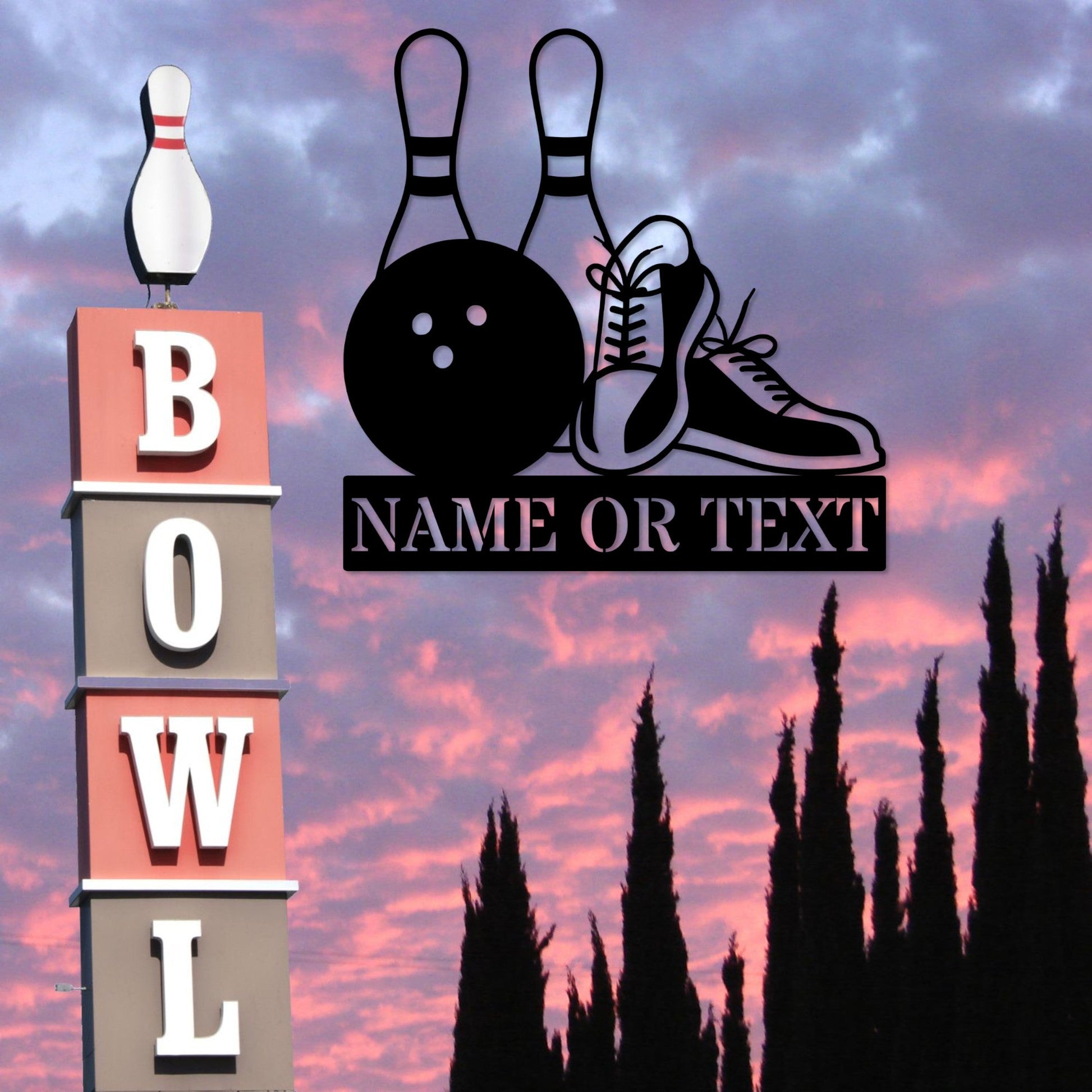 Personalized Bowling Name Metal Sign Display Custom Bowling Wall Decor Gift